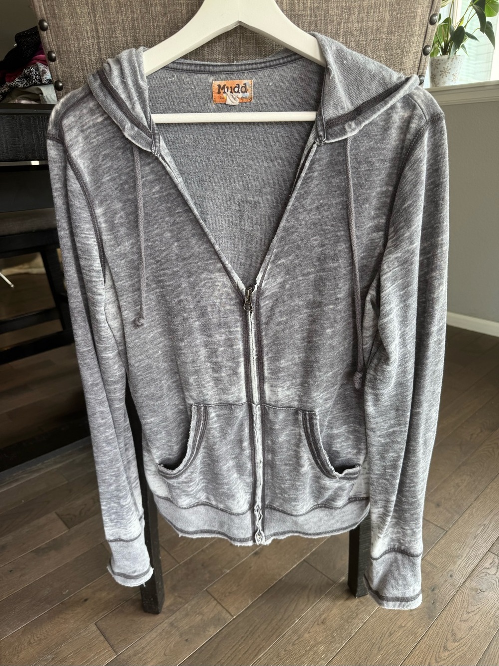 Mudd Gray Washed Hooded Zip Sweatshirt - women’s